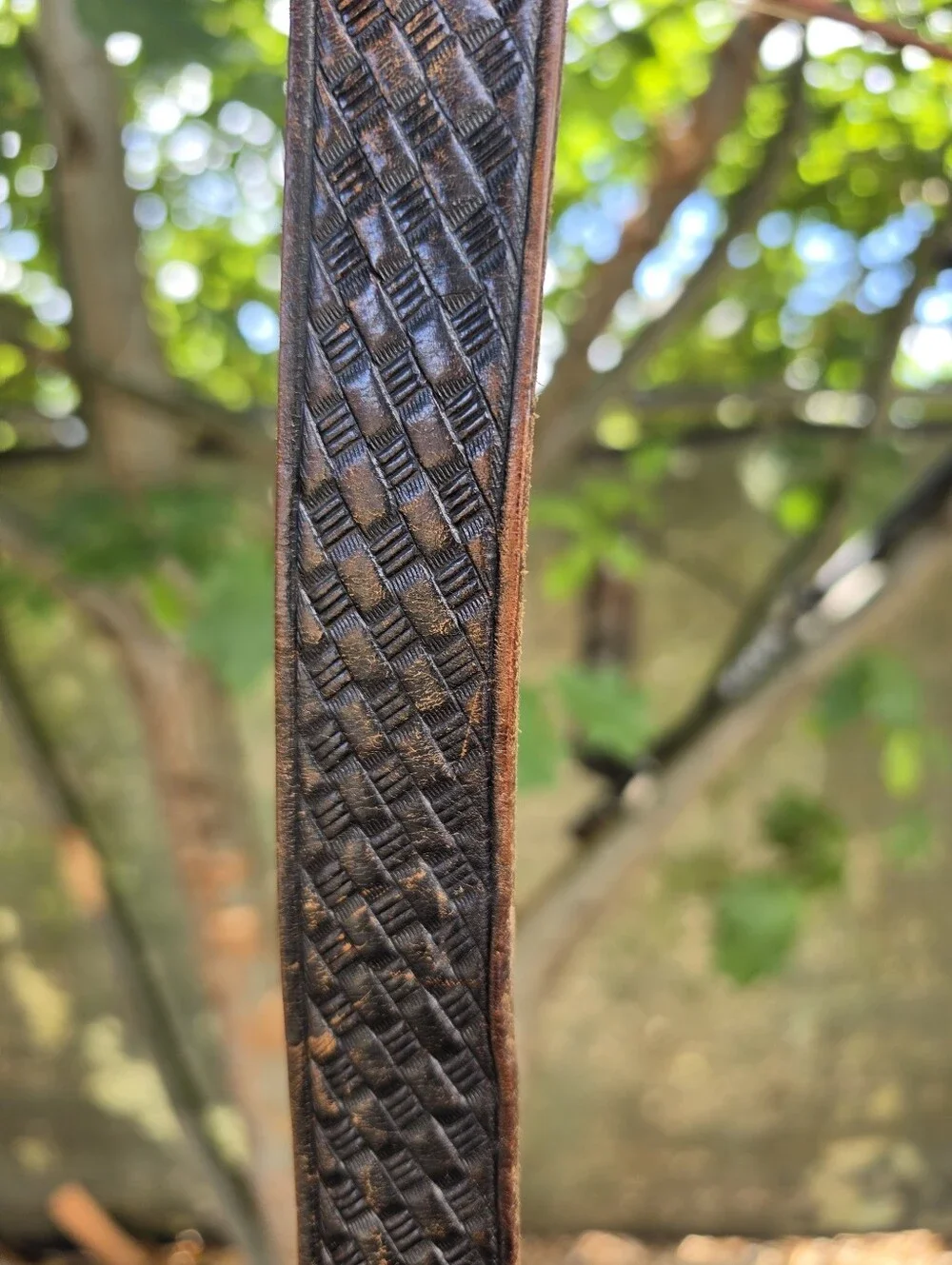 Vtg 70's 80's Brown Hand-Tooled Leather Belt Western Americana Rugged Workwear
